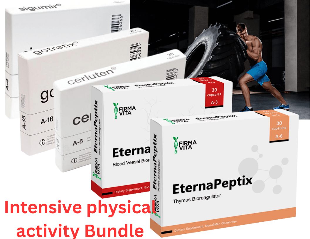 Intensive physical activity Peptide Bundle - A-6 Vladonix A-4 Sigumir A-3 Ventfort A-18 Gotratix A-5 Cerluten