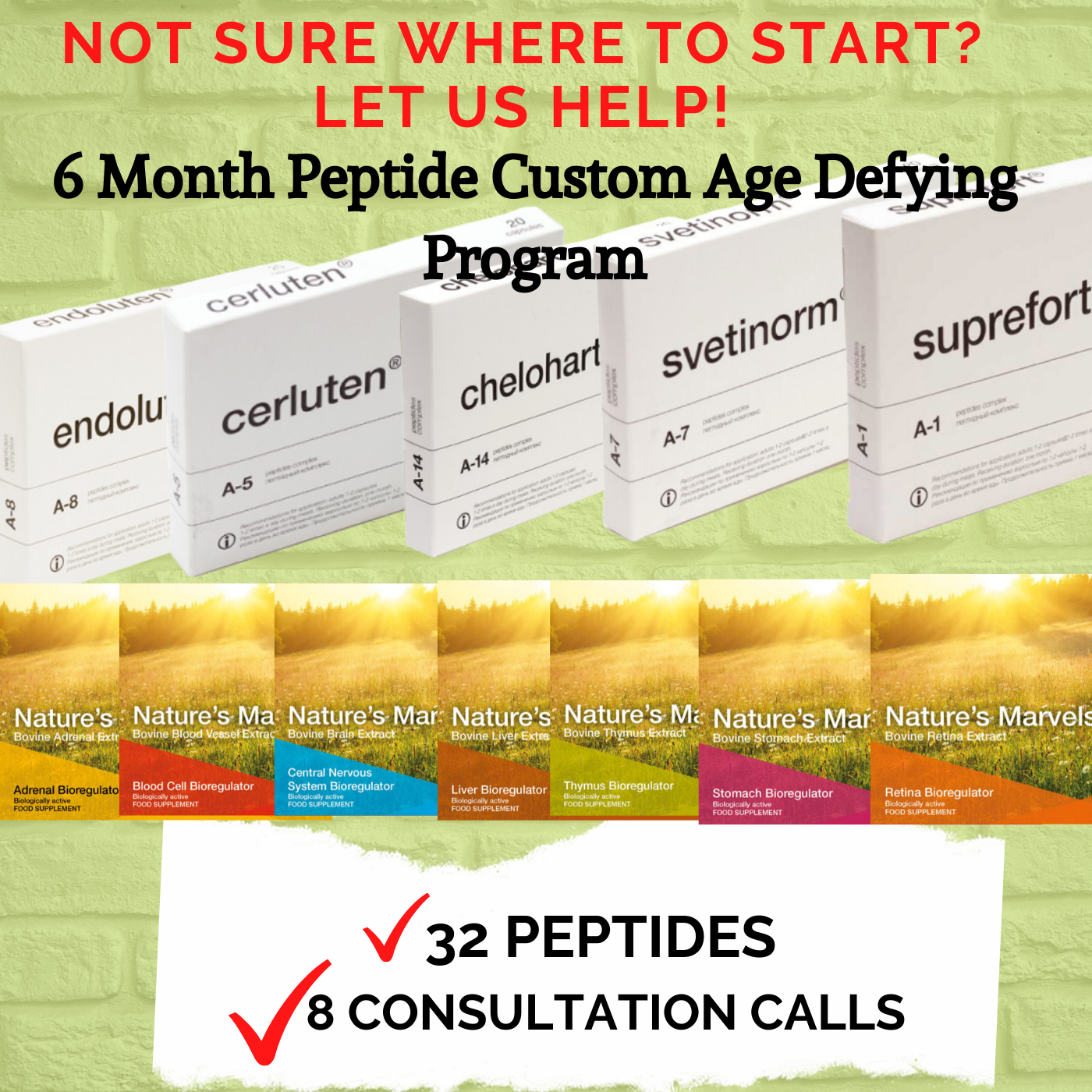 6 Month Peptide Custom Age Defying Program (32 Peptides and 8 Consultation Calls)
